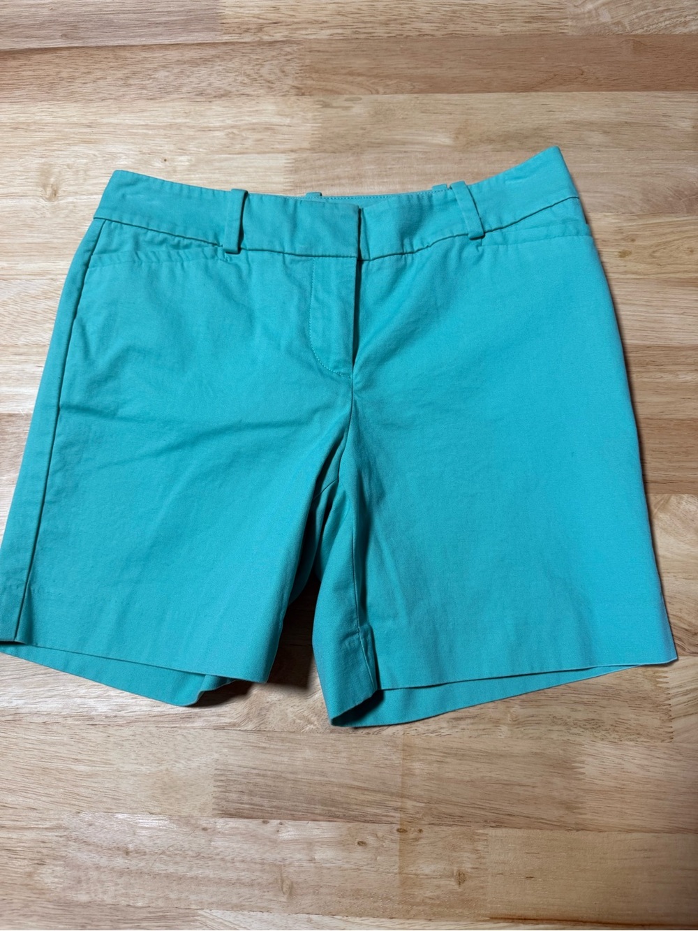 Talbots Women’s Chino Shorts Petite 0P Turquoise Cotton Stretch Summer Shorts